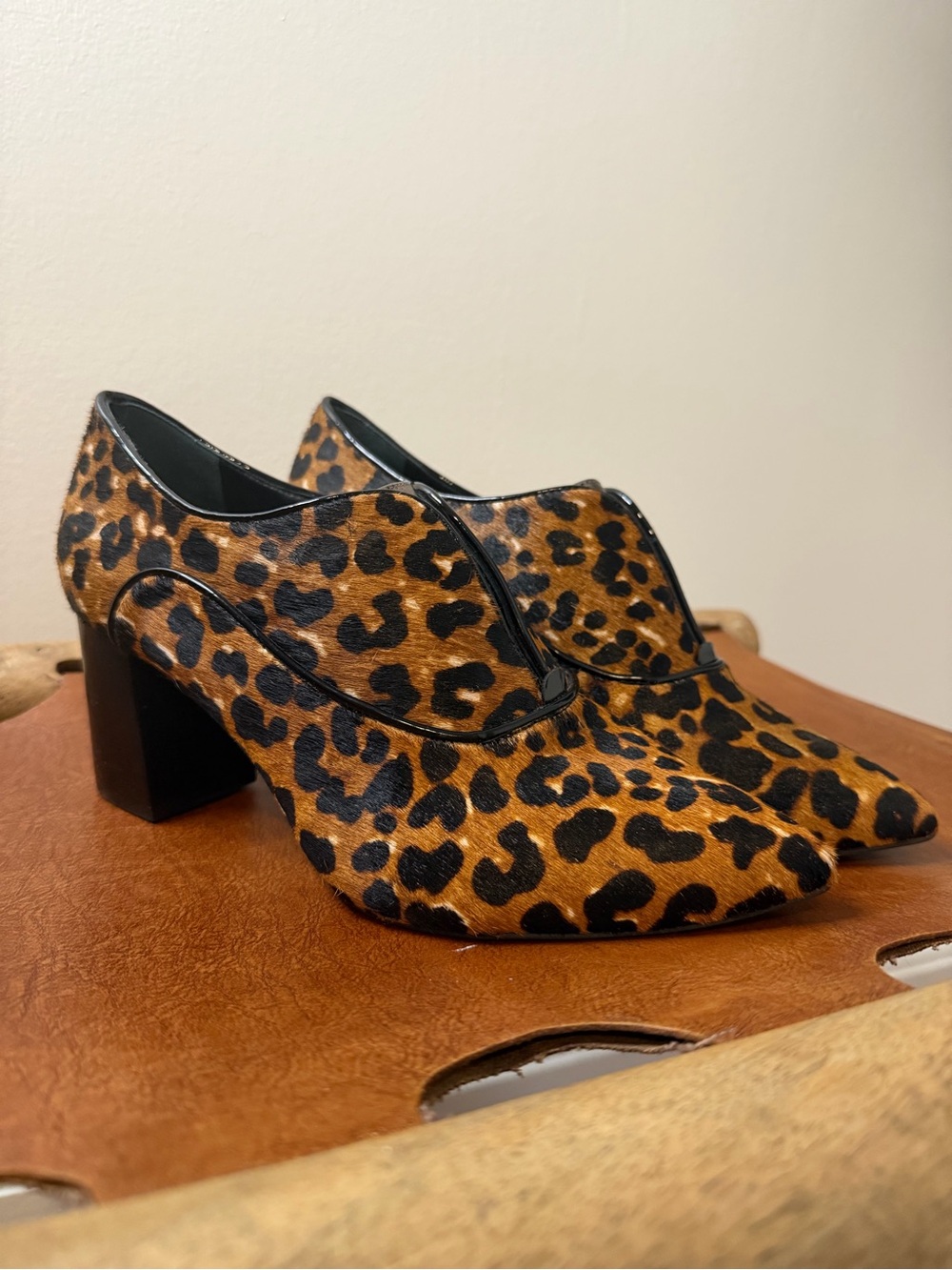 Johnston & Murphy Leopard-Print Block Heel Booties - Tan/Black